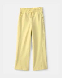 Girls French Terry Wide-Leg Pants - Yellow
