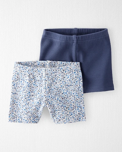 Baby Girl 2-Pack Organic Cotton Ribbed Pedal Shorts