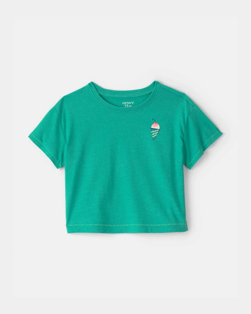 Baby Girl Ice Cream Graphic Tee - Green