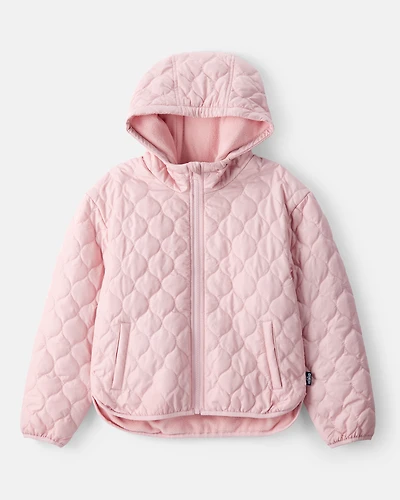 Girls Long-Sleeve Midweight Quilted Jacket - Pink