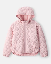 Girls Long-Sleeve Midweight Quilted Jacket - Pink