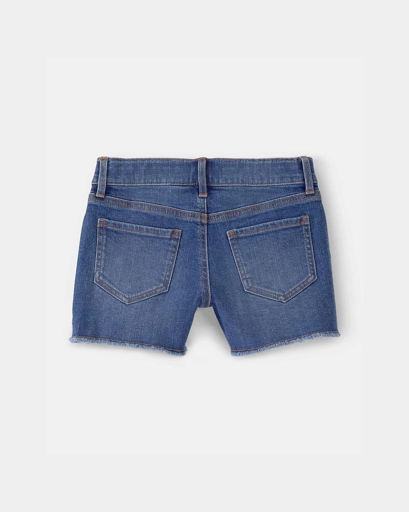 Girls Colorblock Denim Shorts - Dark Wash