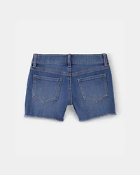 Girls Colorblock Denim Shorts - Dark Wash