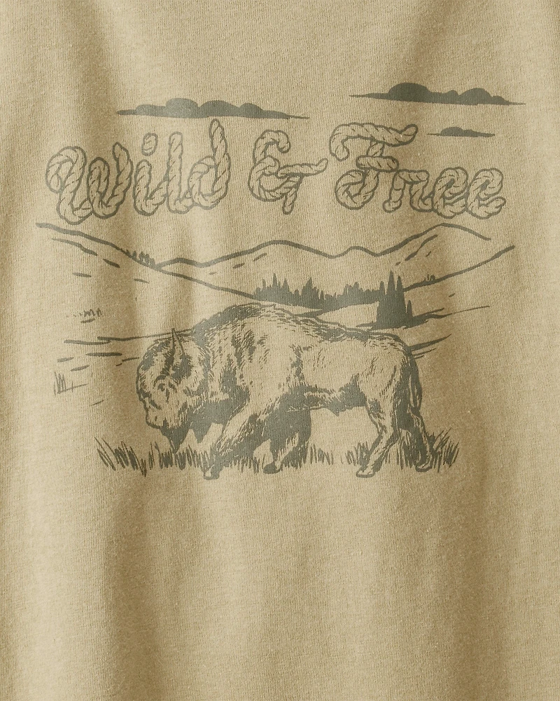 Boys Wild And Free Short-Sleeve Graphic Tee - Brown