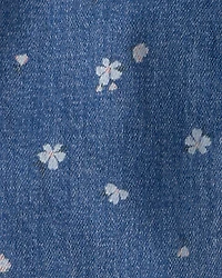 Girls Floral Denim Jacket - Dark Wash