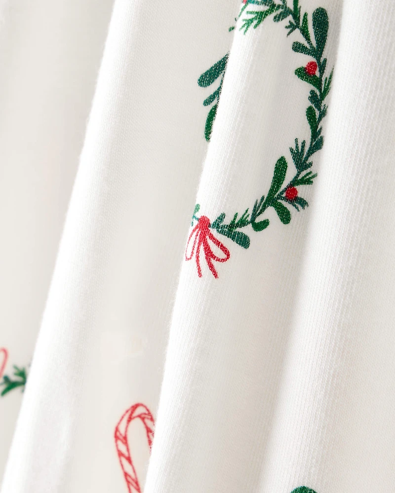 Baby Wreath Print PurelySoft Long-Sleeve Sleep & Play Pajamas - Ivory