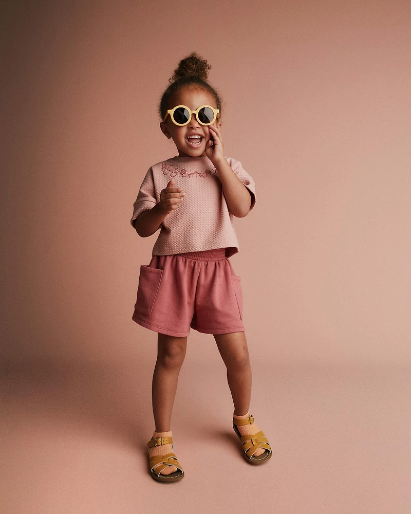 Toddler Girl Swing Shorts with Pockets - Rose