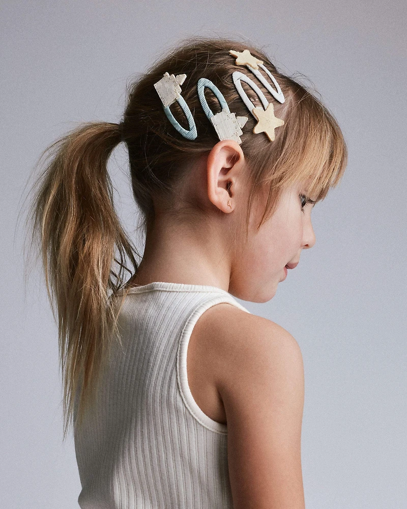 Toddler Girl 6-Pack Sandcastle Hair Clips - Cream/Light Pink/Blue