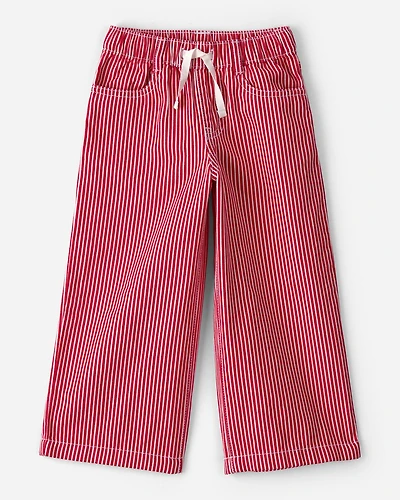 Toddler Girl Striped Wide-Leg Pants - Red