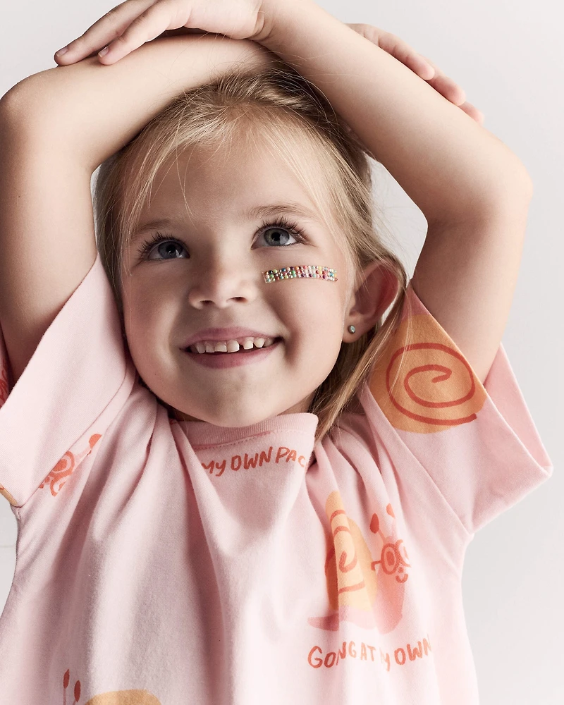 Toddler Girl 'My Own Pace' Snail High-Low Dolman Tee - Light Pink