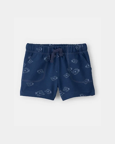 Baby Boy Fish French Terry Shorts - Blue