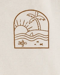 Baby Boy 3-Piece Beach Striped Outfit Set - Brown/White