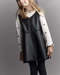 Toddler Girl Faux Leather Sleeveless Dress - Black