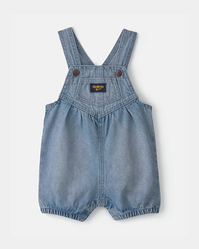 Baby Girl Vintage Inspired Denim Shortall - Medium Wash