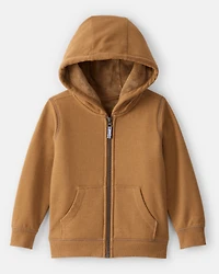 Toddler Boy Long-Sleeve Hooded Zip-Up Jacket - Brown