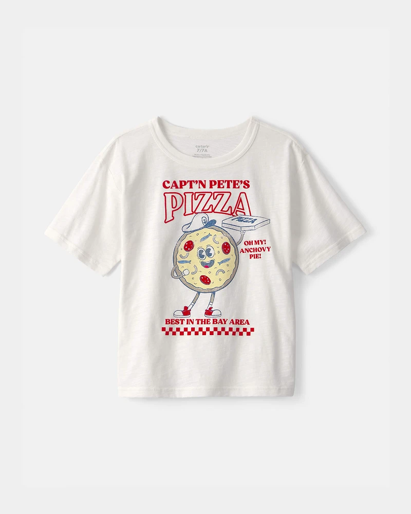 Boys Pizza Graphic Tee - White