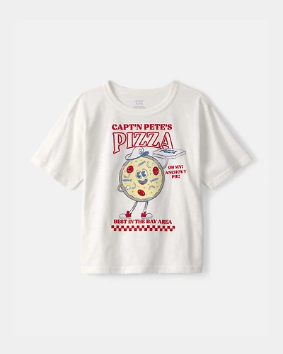 Boys Pizza Graphic Tee - White