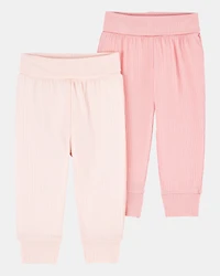Baby Girl 2-Pack PurelySoft Pull-On Pants - Pink