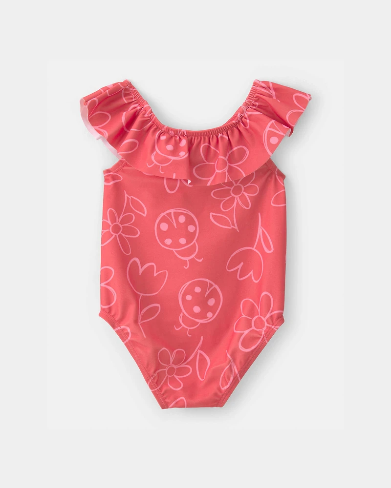 Baby Girl Floral 1-Piece Swimsuit - Red