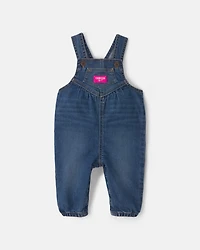 Baby Girl Denim Overalls - Medium Wash