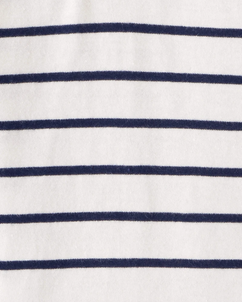 Baby Boy 2-Piece Striped Hooded Long-Sleeve Bodysuit Pant Set - White/Navy