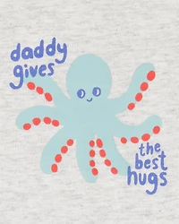 Baby Boy Octopus Daddy Sleeveless Bodysuit - Grey
