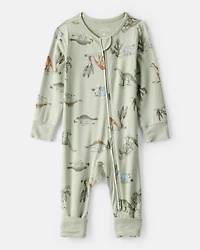 Baby Boy Dinosaur Print PurelySoft Long-Sleeve Sleep & Play Pajamas - Green