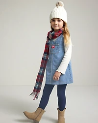 Toddler Girl Hickory Stripe Knit-Like Denim Jumper Set - Blue/Cream