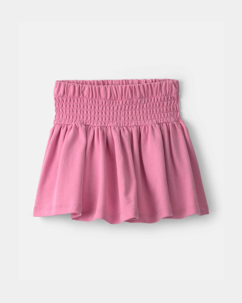 Girls French Terry Smocked Skort - Pink