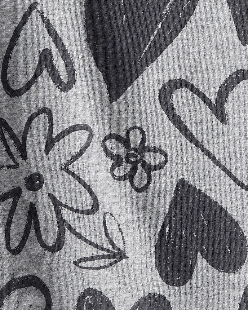 Baby Girl Heart Print Long-Sleeve Top - Grey