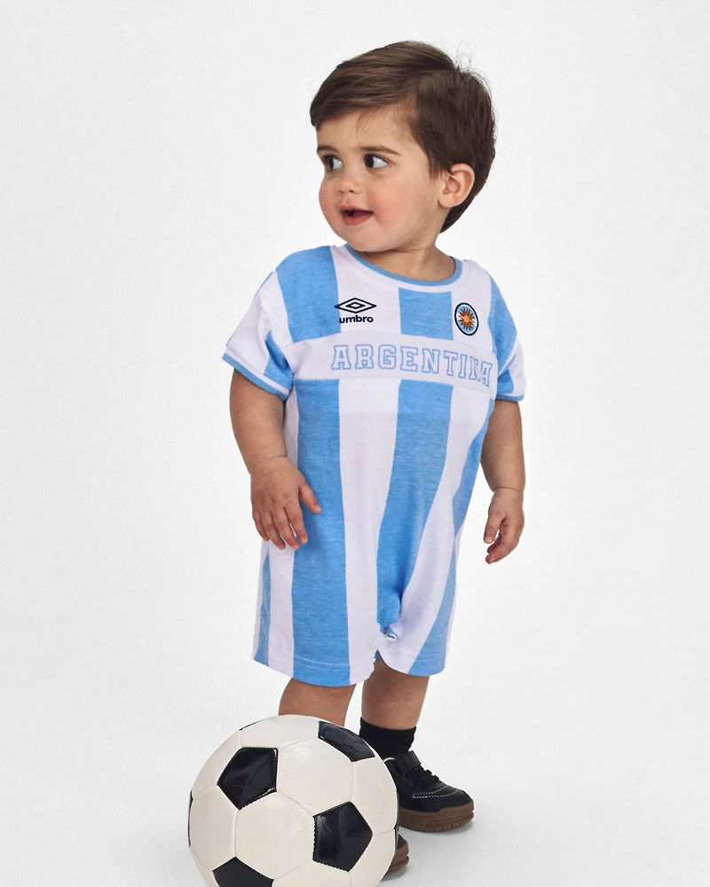 Baby Umbro Argentina Soccer Romper - Light Blue/White