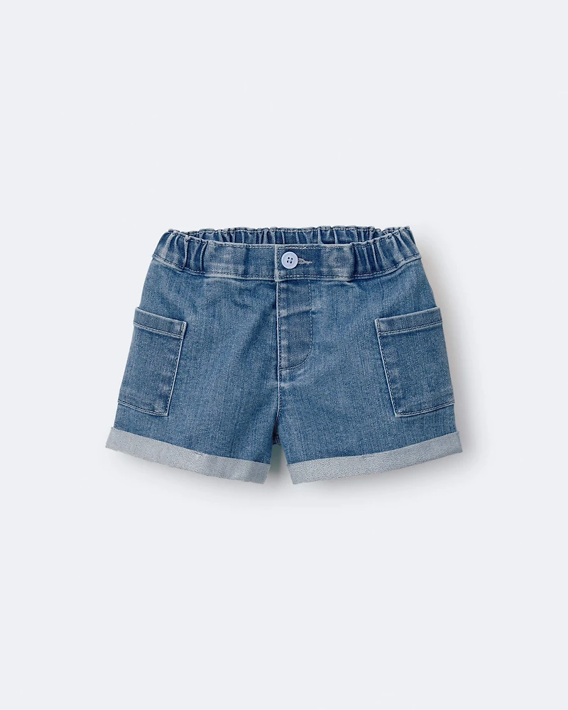 Toddler Girl Mom Shorts in Denim