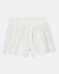 Kid Pull-On Smocked Shorts - Cream