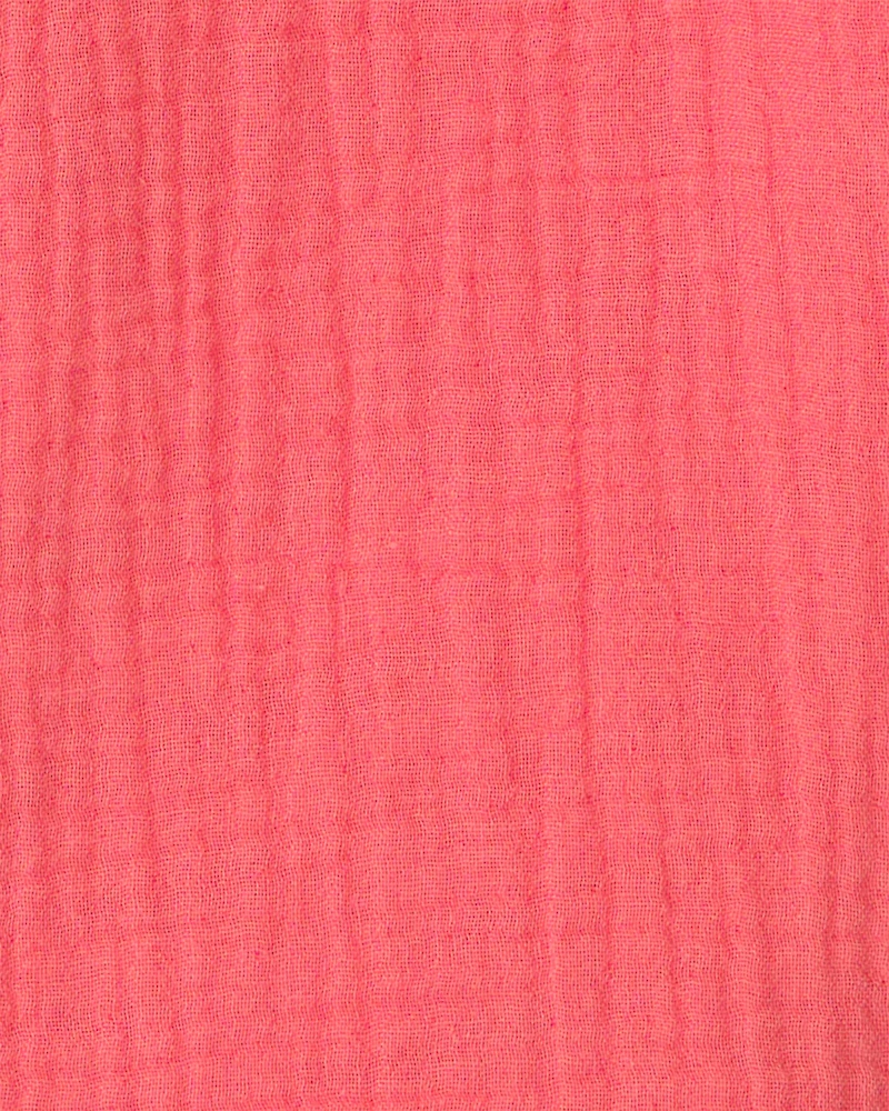 Girls Gauze Short-Sleeve Top - Pink