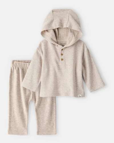 Baby Boy 2-Piece Hooded Top & Pull-On Pants Set - Beige