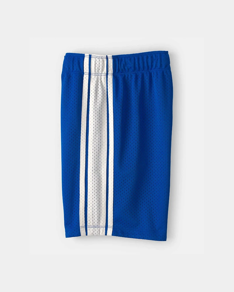 Boys Striped Mesh Active Shorts - Blue