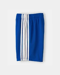 Boys Striped Mesh Active Shorts - Blue
