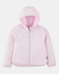 Girls Floral Quilted Midweight Jacket - Pink
