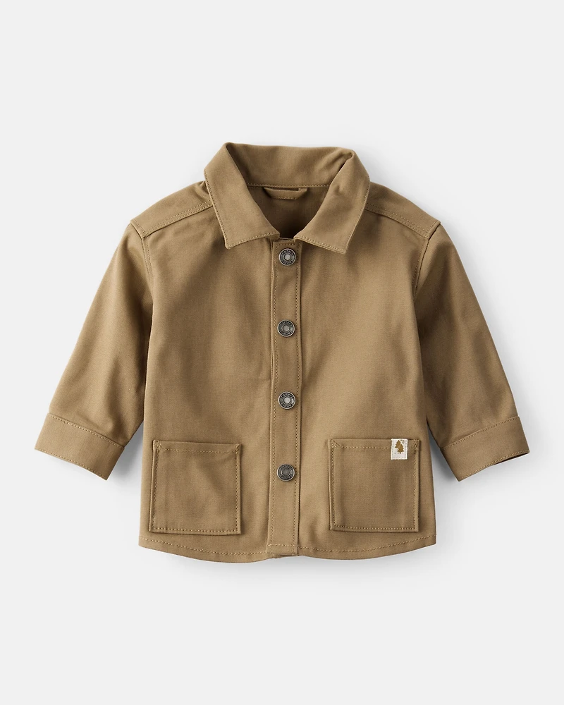 Baby Boy Canvas Long-Sleeve Fashion Jacket - Brown