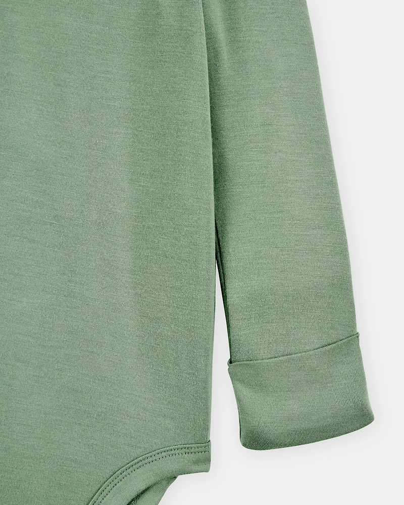 Baby 2-Pack Long-Sleeve PurelySoft Bodysuits - Green/Ivory