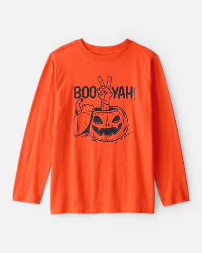 Boys Halloween Boo Yah Long-Sleeve Graphic Tee - Orange