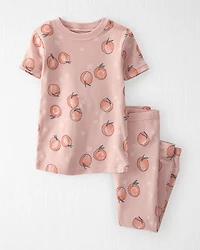 Toddler Girl Organic Cotton Pajamas in Peach Print