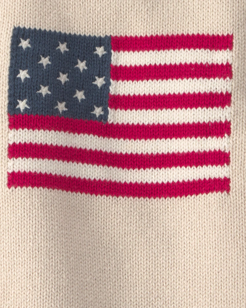 Baby Organic Cotton American Flag Sweater Knit Bubble