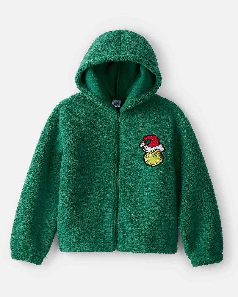 Kid Dr. Seuss™ The Grinch Sherpa Hooded Zip-Up Jacket - Green