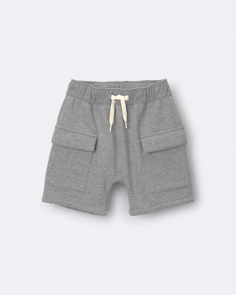 Toddler Boy French Terry Cargo Short with Pockets - Grey