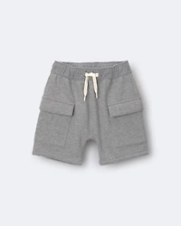 Toddler Boy French Terry Cargo Short with Pockets - Grey