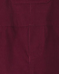 Baby Boy 2-Piece Holiday Corduroy Long-Sleeve Overall Set - Burgundy/Grey