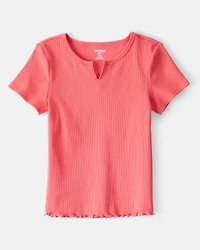 Girls Cotton Short-Sleeve Top - Orange