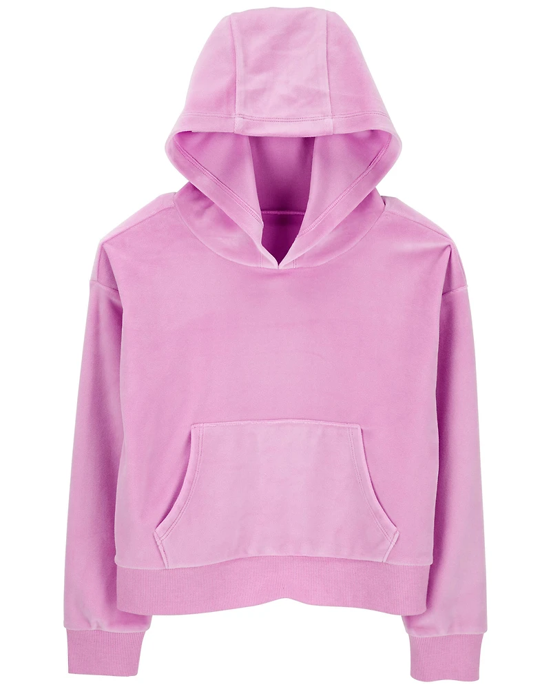 Kid Cropped Velour Hoodie