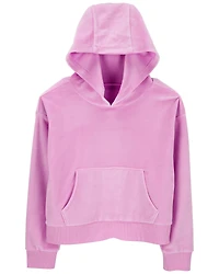 Kid Cropped Velour Hoodie